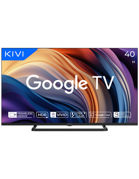 40" LED SMART Телевизор KIVI 40F710QB, 1920x1080 FHD, Google TV, Чёрный