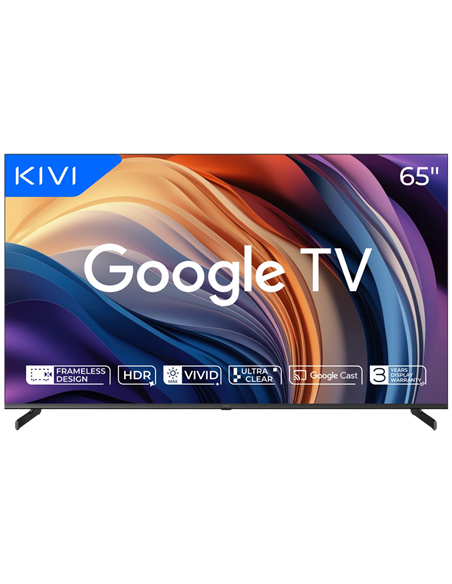 65" LED SMART Телевизор KIVI 65U710QB, 3840x2160 4K UHD, Google TV, Чёрный