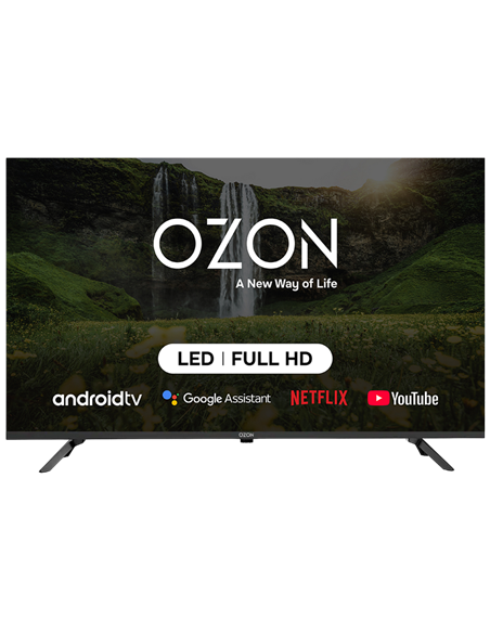 40" LED SMART Телевизор OZON H40S7000R, 1920x1080 FHD, Android TV, Чёрный