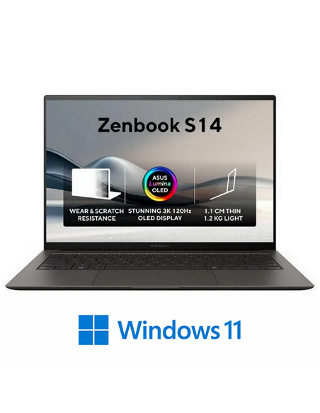 Ноутбук 14" ASUS Zenbook S 14 OLED UX5406SA, Zumaia Gray, Intel Core Ultra 7 258V, 32Гб/1024Гб, Windows 11 Home