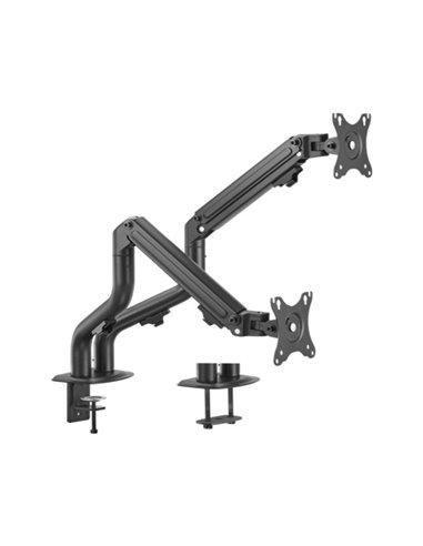 Arm for 2 monitors 17”-32” - Gembird MA-DA2-02, Steel (1.35 mm), Gas spring 2-8 kg per screen, VESA 75/100, arm rotates, exte...