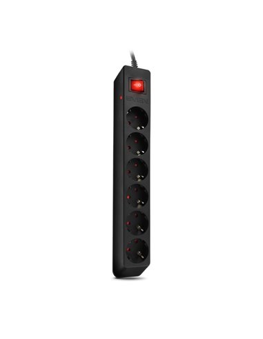 Surge Protector SVEN Optima / 6 Sockets with children protection / 3m / Wall mountable / Black