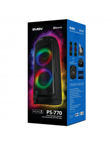 Портативная Колонка SVEN PS-770 Black / 100W / Bluetooth / FM tuner / USB / microSD