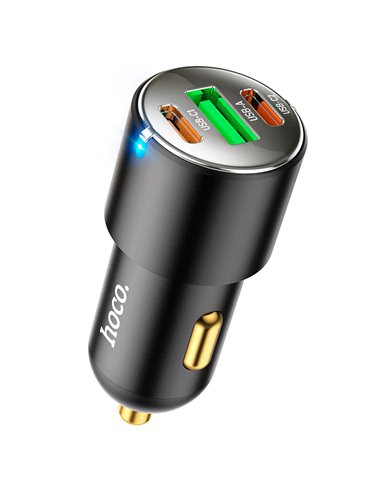 Incarcator auto USB HOCO ”NZ6”/ USB + 2xUSB-C, Total output: 45W / up to PD45W / QC3.0 / Black