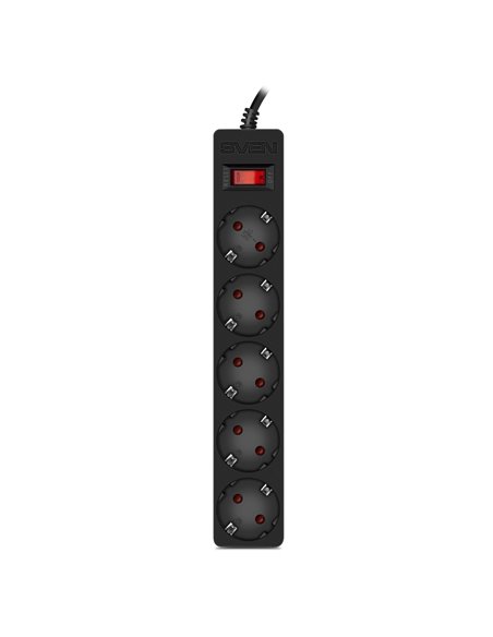 Surge Protector SVEN SF-05E / 5 Sockets / 5.0m / children protection / Black