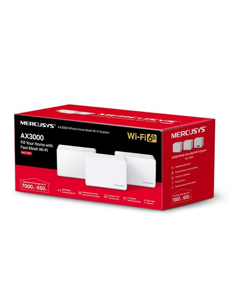Mesh Wi-Fi система MERCUSYS Halo H80X (3-pack) / AX3000 Dual Band / 3 x Gigabit LAN