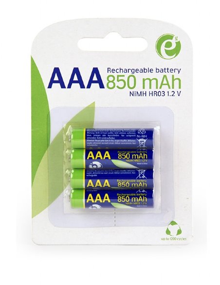 EnerGenie EG-BA-AAA8R4-01 Ni-MH Rechargeable AAA instant batteries (ready-to-use), 850mAh, 4pcs blister pack