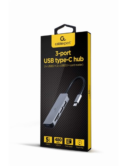 USB Hub Gembird UHB-CM-CRU3P1U2P2-01, USB Type-C 3-port USB hub (USB3.1 + USB 2.0)