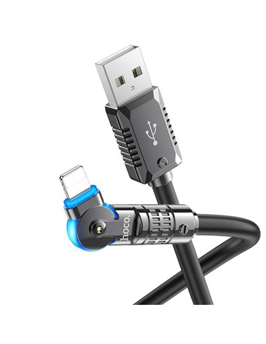 Cablu USB la Lighning HOCO “U118 Triumph” / 1.2m / Zinc alloy / 27W / up to 3A / Black