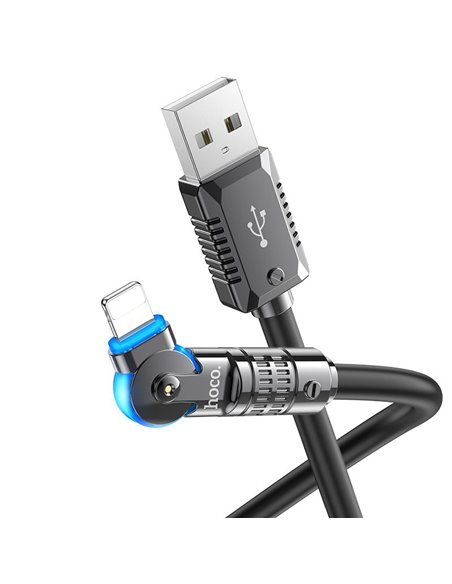 Cablu USB la Lighning HOCO “U118 Triumph” / 1.2m / Zinc alloy / 27W / up to 3A / Black