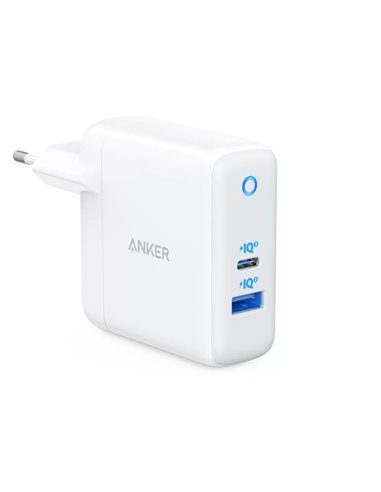 Incarcator de retea Anker PowerPort PD+ 2 / 35W (PowerDelivery (20W) and USB-A PowerIQ (15W)) / White