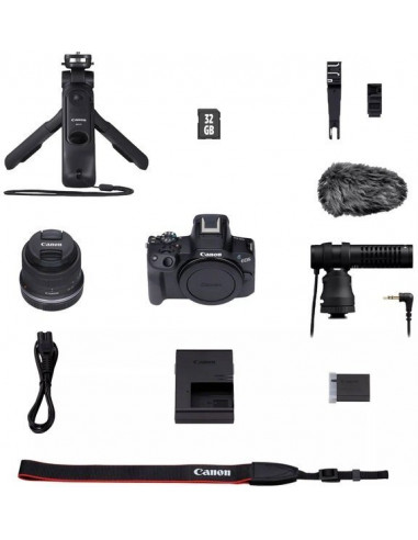 Aparate foto mirrorless Canon EOS R50 18-45 Content Creator Kit (camera+obiectiv+microfon+trepied+card de memorie) (5811C036)