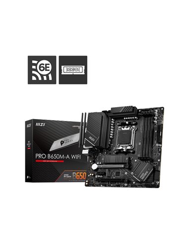 Placa de baza MSI PRO B650M-A WIFI / AM5 / B650 / DDR5 / mATX