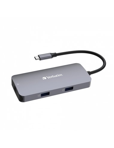 Многопортовый Адаптер Verbatim CMH-05/ USB-C/ 2xUSB-A/ 1xUSB-C (PD 100w)/ HDMI/ RJ45