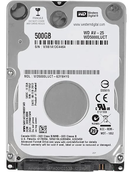 2.5” HDD 500GB Western Digital WD5000LUCT, AV-25/ 5400rpm/ 16MB/ SATAII