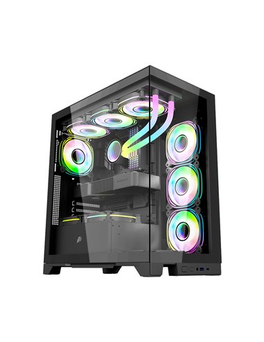 Carcasa Gaming 1STPLAYER Mi8 / no PSU / Side-Window / 7x120mm / ATX / Black