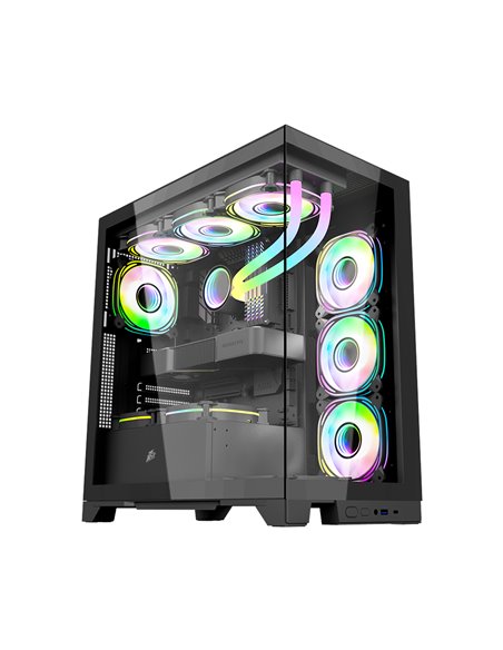 Carcasa Gaming 1STPLAYER Mi8 / no PSU / Side-Window / 7x120mm / ATX / Black