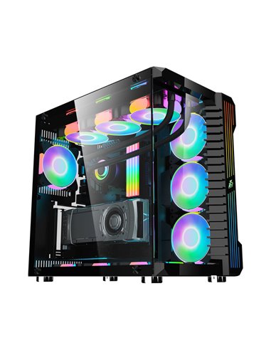 Carcasa Gaming 1STPLAYER SP9 / no PSU / Side-Window / 7x120mm / ATX / Black