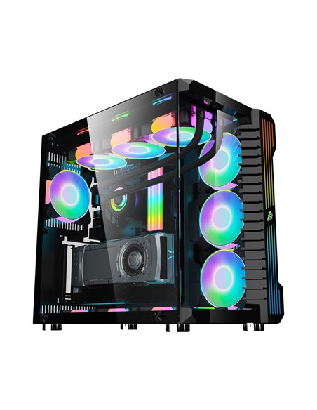 Carcasa Gaming 1STPLAYER SP9 / no PSU / Side-Window / 7x120mm / ATX / Black