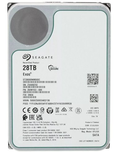 3.5” HDD Seagate ST28000NM000C Exos/ 28.0TB/ 7200rpm/ 512MB/ SATAIII