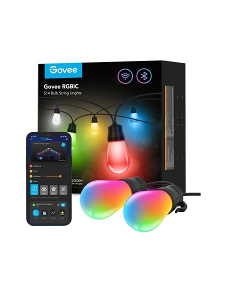 Наружняя светодиодная лента GOVEE RGBIC Smart Outdoor String Lights 15m, 15 Light Bulbs