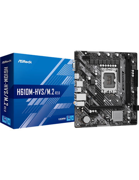 Материнская плата ASRock H610M-HVS/M.2 R2.0, LGA1700, Intel H610, Micro-ATX