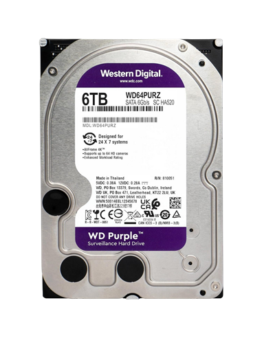 Жесткий диск Western Digital WD Purple, 3.5", 6 ТБ <WD64PURZ>