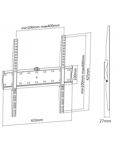 Suport fixat pe perete Reflecta Plano Slim, Negru