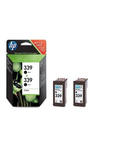 HP 339 (C9504EE) Black Cartridge 2-pack of C8767EE for Photosmart 8450 OfficeJet 7410.