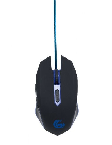 Gembird MUSG-001-B, Gaming Optical Mouse, 2400dpi adjustable, 6 buttons, Illuminated (Blue light) scroll wheel, logo and sid...