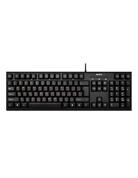 SVEN KB-S300, Keyboard, Waterproof design, 104 keys, traditional layout, Comfortable, quiet and precise keystroke, USB, OS co...