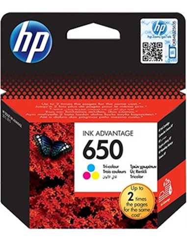 HP 650 (CZ102AE) Tri-Colour Ink Cartridge for DeskJet 2515/3515 AiO, 200 p.