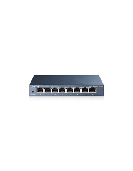 TP-LINK TL-SG108 8-port Gigabit Switch, 8 10/100/1000M RJ45 ports, steel case, QoS, IGMP Snooping