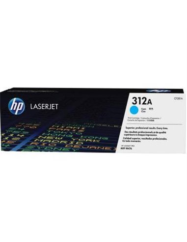 HP 312A (CF381A) Cyan LaserJet Toner Cartridge (up to 2700 pages), for HP LaserJet Pro M476 Series