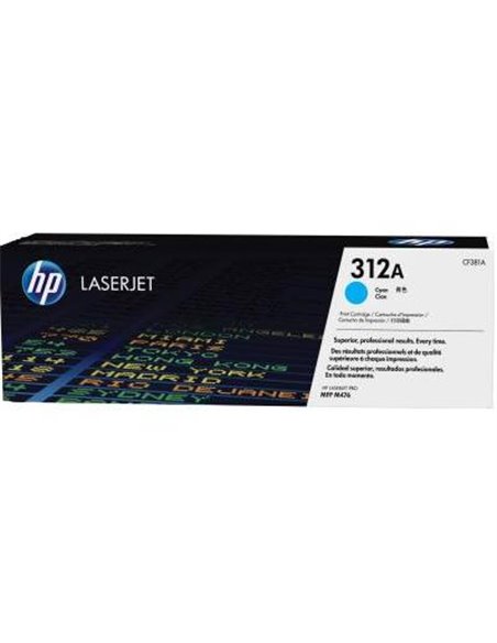 HP 312A (CF381A) Cyan LaserJet Toner Cartridge (up to 2700 pages), for HP LaserJet Pro M476 Series