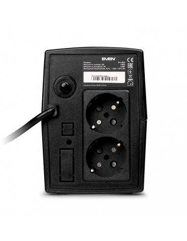 SVEN Pro 800, Line-interactive UPS with AVR, 800VA /480W, 2x Schuko outlets, 1x9AH, AVR: 165-275V, Cold start function, Black