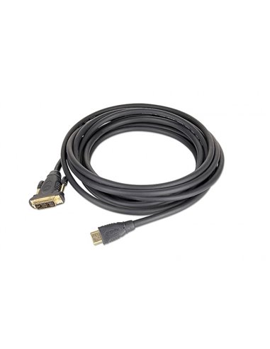 Cable HDMI-DVI - 3m - Cablexpert - CC-HDMI-DVI-10, 3m, HDMI to DVI 18+1pin single link, male-male, Black cable with gold-pla...