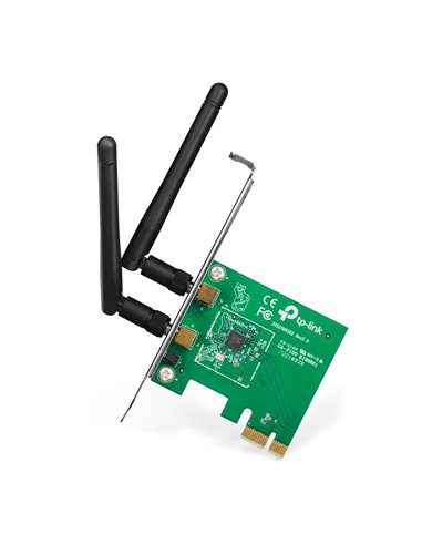 TP-LINK TL-WN881ND N300 Wireless PCI Express Adapter, Atheros, 2T2R, 300Mbps on 2.4GHz, 802.11n/g/b, 2 detachable antennas