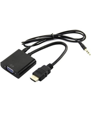 Adapter HDMI-VGA - Gembird A-HDMI-VGA-03, HDMI to VGA and audio adapter cable, single port, Black