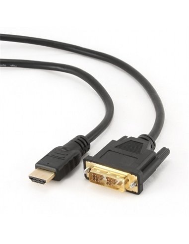 Cable HDMI-DVI - 1.8m - Cablexpert - CC-HDMI-DVI-6, 1.8 m, HDMI to DVI 18+1pin single link, male-male, Black cable with gold...