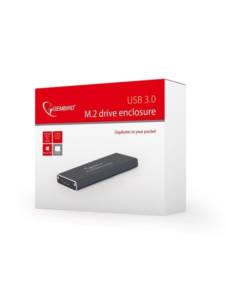 M.2 SSD External case Gembird EE2280-U3C-01, Type 2230, 2242, 2260, 2280 (for 22 mm), USB 3.0 Micro-B interface, Black, 102m...