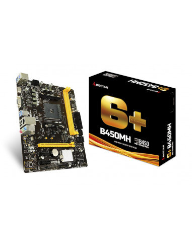 BIOSTAR B450MH, Socket AM4, AMD B450, Dual 2xDDR4-3200, APU AMD graphics, VGA, HDMI, 1xPCIe X16, 4xSATA3, RAID, 1x M.2, 2xPCI...