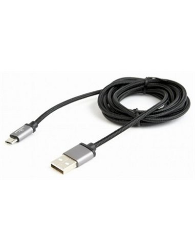 Cable micro USB2.0 Cotton braided - 1.8m - Cablexpert CCB-mUSB2B-AMBM-6, Black, Professional series, USB 2.0 A-plug to Micro ...