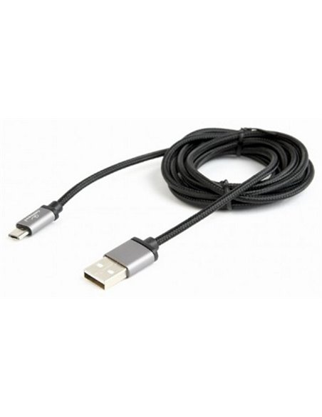 Cable micro USB2.0 Cotton braided - 1.8m - Cablexpert CCB-mUSB2B-AMBM-6, Black, Professional series, USB 2.0 A-plug to Micro ...