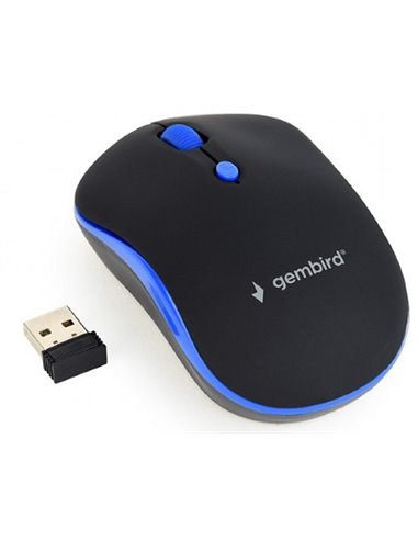 Gembird MUSW-4B-03-B, Wireless Optical Mouse, 2.4GHz, 4-button, 800/1200/1600dpi, Nano Reciver, USB, Black/Blue