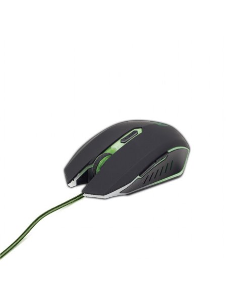 Gembird MUSG-001-G, Gaming Optical Mouse, 2400dpi adjustable, 6 buttons, Illuminated scroll wheel, logo and side accents No...