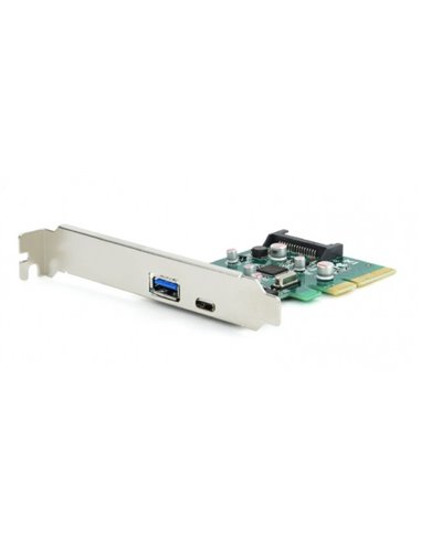 PCI-E Card - Gembird PEX-U31-01, 2-port USB 3.1 PCI-Express add-on card (type-A + type-C), with extra low-profile bracket