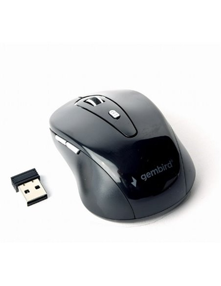 Gembird MUSW-6B-01, Wireless Optical Mouse, 2.4GHz, 6-button, 800/1200/1600dpi, Nano Reciver, USB, Black