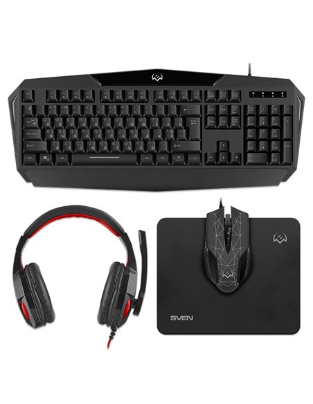 SVEN GS-4300 RGB Gaming Set, Keyboard+Mouse+MousePad+Headset, keys 104 keys, 12 Fn-keys, Backlight (RGB) mouse 7+1(1200-3200 ...