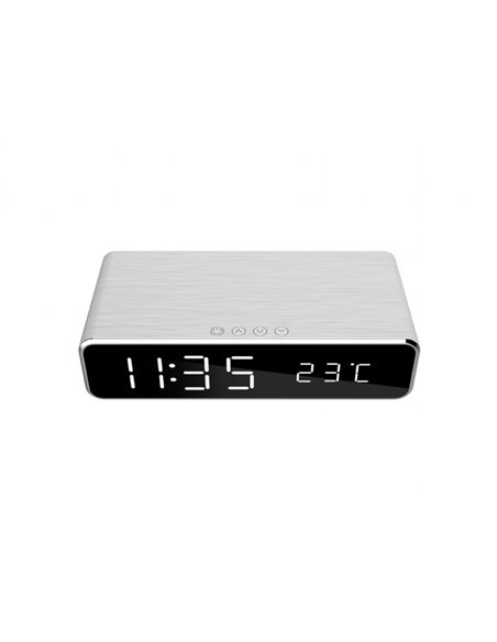 Wireless Charger Gembird GMB DAC-WPC-01-S Digital alarm Clock with Wireless charging function, Silver